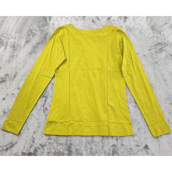 NEW Ethos Paris Tornado Long Sleeve Top Size M Green Scoop Neck Organic Cotton - Picture 2 of 10